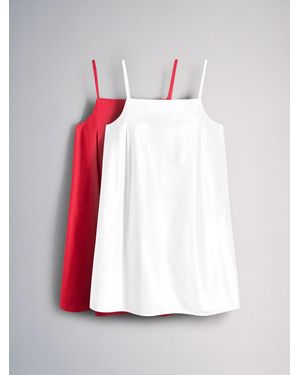 The Set 2 Pack 100% Cotton Strappy A-Line Mini Dress/Bright - White