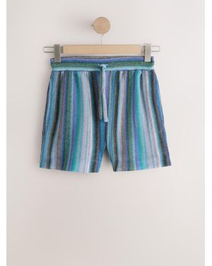 Next Sparkle Knitlook Tie Waist Shorts - Blue