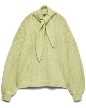 Vero Moda Long Sleeve Tie Neck Sweater - Green