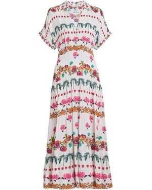 Gina Bacconi Sasha Floral Print Shirt Dress - White