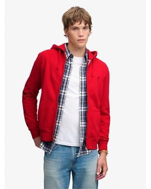 Superdry Dark Essential Sdco Logo Zip Hoodie - Red