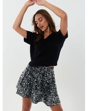Threadbare Sequin Mini Swing Skirt - Black