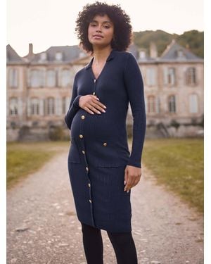 Seraphine Maternity Knitted Dress - Blue