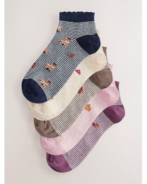 Next Autumn Conversational Hamish The Highland Cow Sneakers Socks 5 Pack - Pink