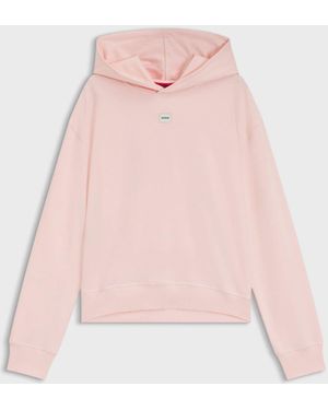 HUGO Signature Logo Hooded Sweat Top - Pink