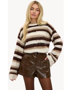Loavies High Waisted Faux Leather Shorts - Brown