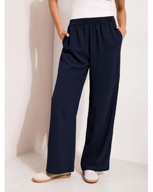 Friends Like These Petite Elastic Waist Wide Leg Pants - Blue