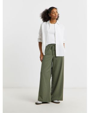 Simply Be Tie Waist Side Stripe Wide Leg Pants - Green