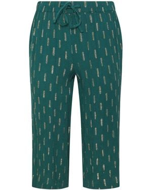 M Com Petite Foil Cropped Wide Leg Pants - Green
