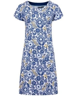 Weird Fish Tallahassee Printed Jersey Dress - Blue