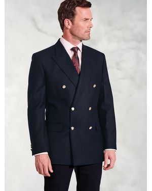Brook Taverner Pure New Wool Double Breasted Blazer - Blue