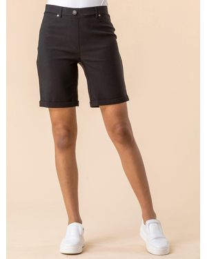 Roman Turned Hem Stretch Shorts - Black