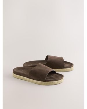 Next Smart Suede Sliders - Natural