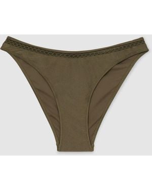 Reiss Khaki Janina Shimmer Fixed-Side Bikini Bottoms - Natural