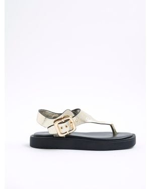 River Island Toe Thong Footbed Sandals - White