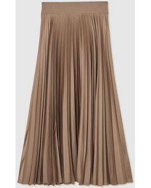 Reiss Seren Pleated Midi Skirt - Brown