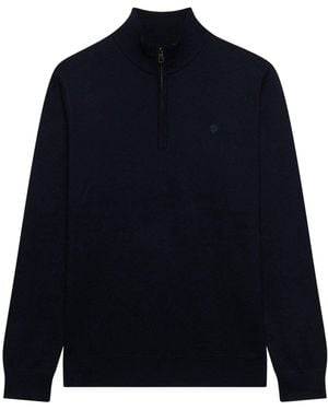 Superdry Dark Essential Lambswool Blend 1/2 Zip Sweater - Blue