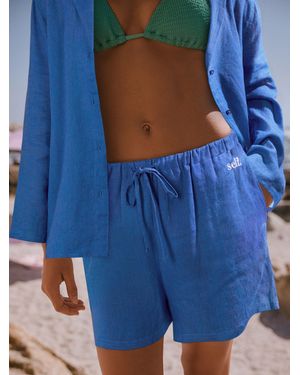 Self Beach Co-Ord Shorts With Linen - Blue