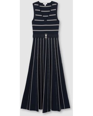 Reiss Sleeveless Stripe Knitted Midi Dress - Blue