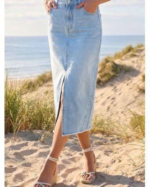 Roman Light Wash Midi Skirt - Blue