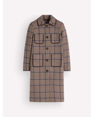 Boden Patch Pocket Check Wool Coat - Brown