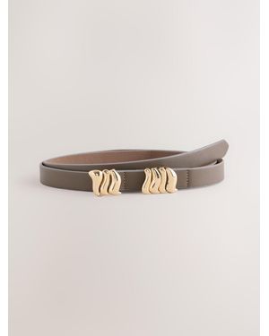 Next Abstract Skinny Pu Belt - Natural