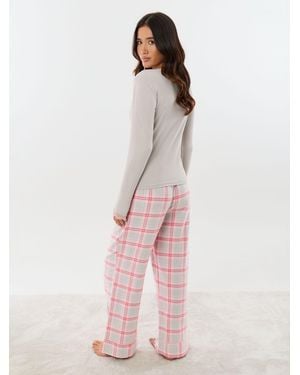 Threadbare Petite Cotton V-Neck Pajamas Set - Pink