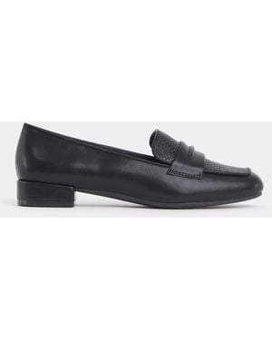 JD Williams Extra Wide Fit Block Heel Loafers - Gray