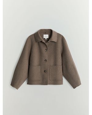BHOEM Taupe Fur Balloon Sleeve Wool Blend Jacket - Brown