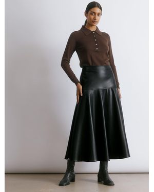 Albaray Faux Leather Basque Skirt - Black