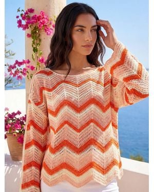 Roman Abstract Stripe Crochet Knit - Orange