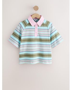Next Short Sleeve Collared Polo Rugby Shirt - Blue