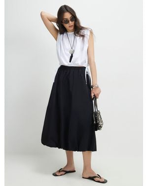 River Island Bubble Hem Midi Skirt - White