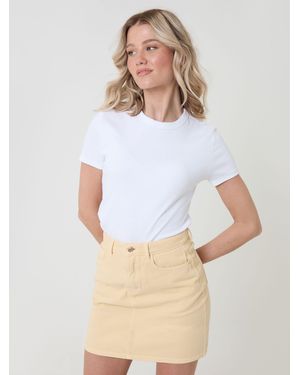 Threadbare Denim Mini Skirt - White