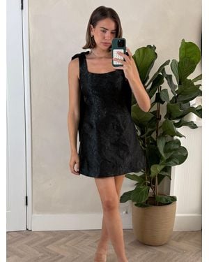 Style Cheat Bow Jacquard Mini Dress - Black