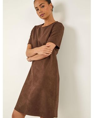 Roman Petite Premium Stretch Shift Dress - Brown