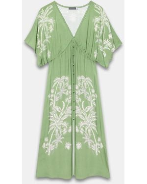 Mint Velvet Palm Print Kaftan Dress - Green