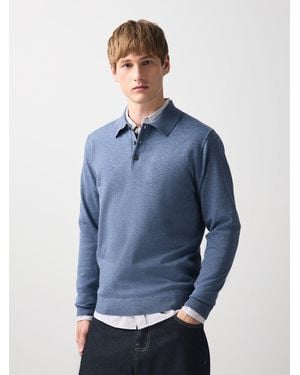 Next Gestricktes Polo-Shirt - Blau