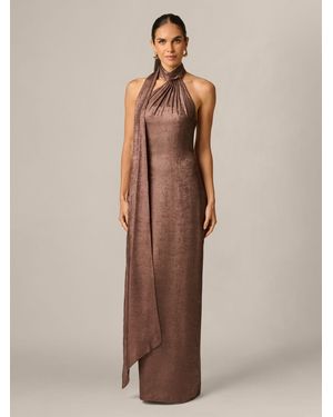Adrianna Papell Adrianna Papell Foiled Chiffon Long Dress - Natural