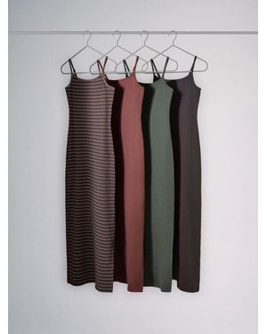 The Set 4 Pack Ribbed Strappy Jersey Maxi Dresses - Black