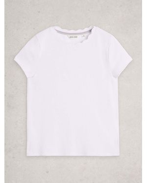 White Stuff Aida Scalloped Neck Cotton T-Shirt - White