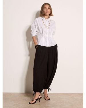 Apricot Cinched Cotton Stripe Shirt - Weiß