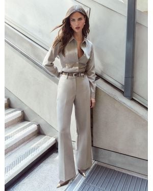 Lipsy Neutral Premium Wide Leg Pants - Gray