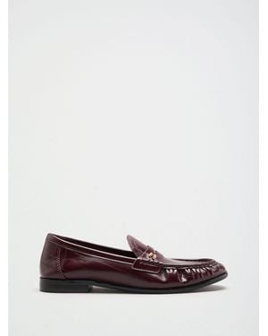 Lipsy Standard Fit Ruched Flat Slim Slip On Branded Pin Penny Loafers - White