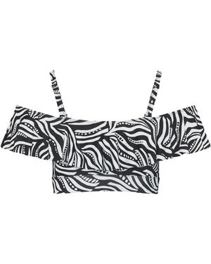 Yours Curve Bardot Frill Bikini Top - Black