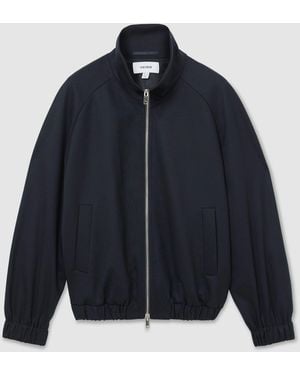 Reiss Solene Petite Wool-Blend Dual-Zip Bomber Jacket - Blue