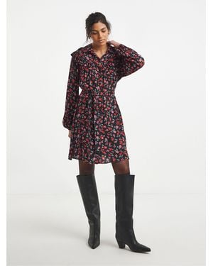 Simply Be Frill Detail Shirt Dress - Black