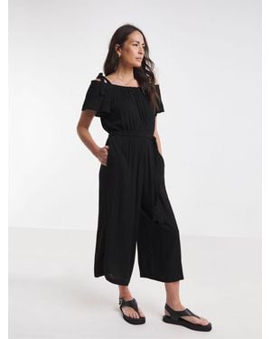 JD Williams Crinkle Tie Strap Jumpsuit - White