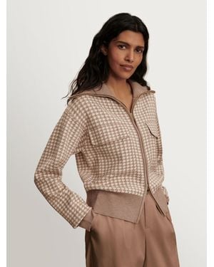 Varley Taupe Ablett Jacquard Knit Jacket - Brown