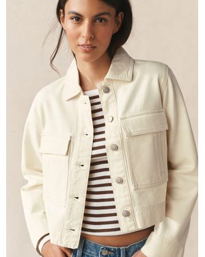 Next Cotton Boxy Fit Denim Jacket - Natural